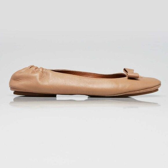 Fendi Beige Leather Bow Flats Size 5/35.5 - Picture 3 of 4